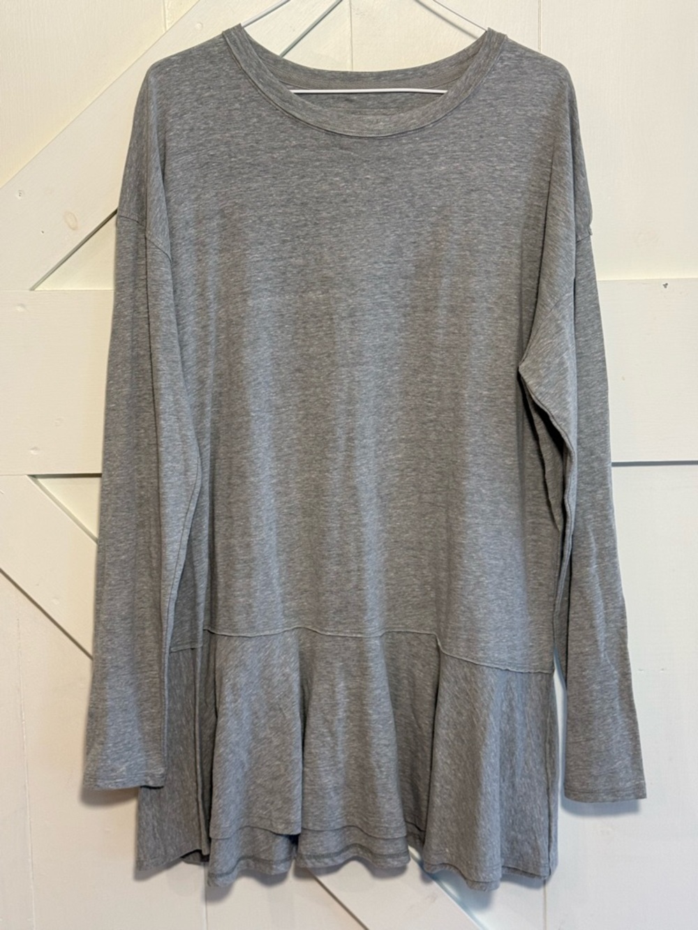 We The Free Free People NWT Gray Peplum Long Sleeve Top Small Boho